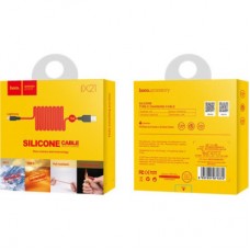 Дата кабель USB 2.0 AM to Lightning 1.0m 2A silicone X21 black+red HOCO (6957531071372) - Фото