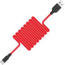 Дата кабель USB 2.0 AM to USB-C 1.0m 2A silicone X21 black+red HOCO (6957531071419) - Фото