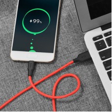 Дата кабель USB 2.0 AM to USB-C 1.0m 2A silicone X21 black+red HOCO (6957531071419) - Фото