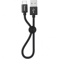 Дата кабель USB 2.0 AM to USB-C 0.25m 3A nylon X35 black HOCO (6931474707451) - Фото