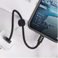 Дата кабель USB 2.0 AM to USB-C 0.25m 3A nylon X35 black HOCO (6931474707451) - Фото