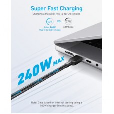 Дата кабель USB-C to USB-C 0.9m 240W nylon 310 black Anker (A81D5H11) - Фото