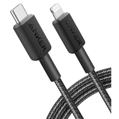 Дата кабель USB-C to Lightning 1.8m nylon 322 black Anker (A81B6G11)