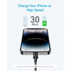 Дата кабель USB-C to Lightning 1.8m nylon 322 black Anker (A81B6G11) - Фото