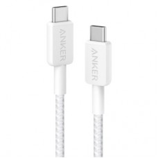 Дата кабель USB-C to USB-C 0.9m nylon 322 white Anker (A81F5H21/A81F5G21) - Фото