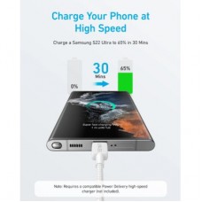 Дата кабель USB-C to USB-C 0.9m nylon 322 white Anker (A81F5H21/A81F5G21) - Фото