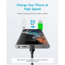 Дата кабель USB-C to USB-C 1.8m nylon 322 black Anker (A81F6G11) - Фото