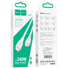 Дата кабель USB-C to USB-C 2.0m 240W TPE X93 white HOCO (6931474790743) - Фото