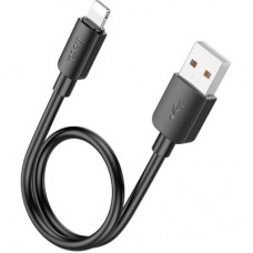 Дата кабель USB 2.0 AM to Lightning 0.25m Hyper X96 black HOCO (6942007609388) - Фото