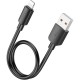 Дата кабель USB 2.0 AM to Lightning 0.25m Hyper X96 black HOCO (6942007609388)