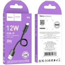 Дата кабель USB 2.0 AM to Lightning 0.25m Hyper X96 black HOCO (6942007609388) - Фото