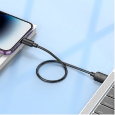 Дата кабель USB 2.0 AM to Lightning 0.25m Hyper X96 black HOCO (6942007609388) - Фото