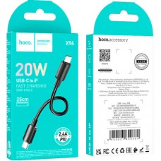 Дата кабель USB-C to Lightning 0.25m Hyper PD X96 black HOCO (6942007609364) - Фото