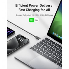 Дата кабель USB-C to USB-C 0.9m 240W 20Gbps 4K Video bio-nylon black Anker (A80N1H11) - Фото