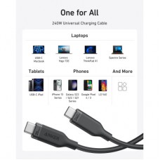 Дата кабель USB-C to USB-C 0.9m 240W 20Gbps 4K Video bio-nylon black Anker (A80N1H11) - Фото