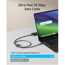 Дата кабель USB-C to USB-C 0.9m 240W 20Gbps 4K Video bio-nylon black Anker (A80N1H11) - Фото