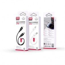 Дата кабель USB-C to Lightning 1.0m 27W High Elastic Zeus XO (NBQ239A_White) - Фото