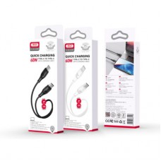 Дата кабель USB-C to USB-C 1.0m 60W High Elastic Zeus XO (NBQ239B_White) - Фото