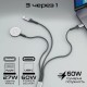 Дата кабель USB-C to Lightning 27W + USB-C 60W + Apple Watch 2.5W 1.5m icharge trio black Promate
