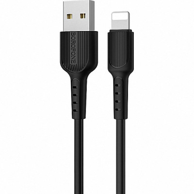 Дата кабель USB 2.0 AM to Lightning 1.0m 2 A PVC BX16 black BOROFONE (6957531099512)
