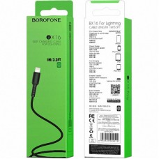 Дата кабель USB 2.0 AM to Lightning 1.0m 2 A PVC BX16 black BOROFONE (6957531099512) - Фото