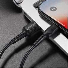 Дата кабель USB 2.0 AM to Lightning 1.0m 2 A PVC BX16 black BOROFONE (6957531099512) - Фото