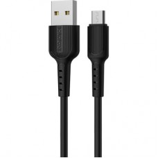 Дата кабель USB 2.0 AM to Micro 5P 1.0m 2 A PVC BX16 black BOROFONE (6957531099499) - Фото