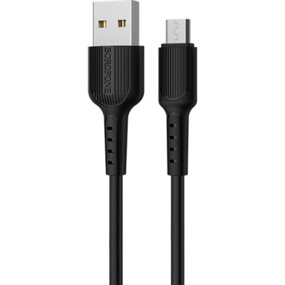Дата кабель USB 2.0 AM to Micro 5P 1.0m 2 A PVC BX16 black BOROFONE (6957531099499)