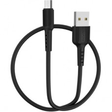 Дата кабель USB 2.0 AM to Micro 5P 1.0m 2 A PVC BX16 black BOROFONE (6957531099499) - Фото