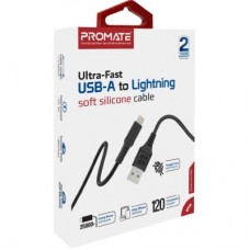 Дата кабель USB 2.0 AM to Lightning 1.2m 2.4A PowerLink-Ai120 black Promate (powerlink-ai120.black) - Фото
