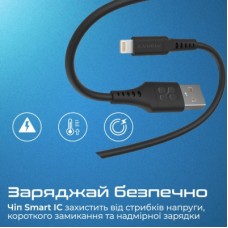 Дата кабель USB 2.0 AM to Lightning 1.2m 2.4A PowerLink-Ai120 black Promate (powerlink-ai120.black) - Фото