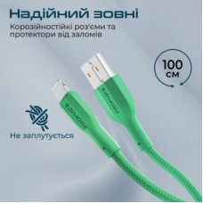 Дата кабель USB 2.0 AM to Lightning 1.0m 2A xCord-Ai green Promate (xcord-ai.green) - Фото