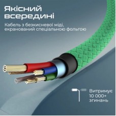 Дата кабель USB 2.0 AM to Lightning 1.0m 2A xCord-Ai green Promate (xcord-ai.green) - Фото