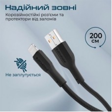 Дата кабель USB 2.0 AM to Lightning 2.0m 2A xCord-Ai200 black Promate (xcord-ai200.black) - Фото