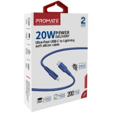 Дата кабель USB-C to Lightning 2.0m 3A PowerLink-200 blue Promate (powerlink-200.blue) - Фото