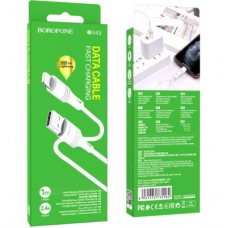 Дата кабель USB 2.0 AM to Lightning 1.0m 2.4 A PVC BX43 white BOROFONE (6931474735584) - Фото
