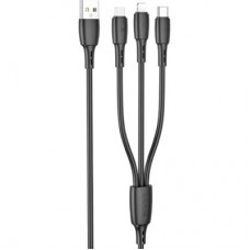 Дата кабель USB 2.0 AM to Lightning+USB-C+Micro 5P 1.0m 2 A PVC BX71 black BOROFONE (6974443384543) - Фото