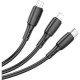 Дата кабель USB 2.0 AM to Lightning+USB-C+Micro 5P 1.0m 2 A PVC BX71 black BOROFONE (6974443384543)