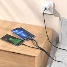 Дата кабель USB 2.0 AM to Lightning+USB-C+Micro 5P 1.0m 2 A PVC BX71 black BOROFONE (6974443384543) - Фото