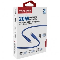 Дата кабель USB-C to Lightning 3.0m 3A PowerLink-300 blue Promate (powerlink-300.blue) - Фото