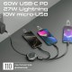 Дата кабель USB-C to Lightning 1.1m 27W + USB-C 60W + Micro USB TrioCord-R black Promate (triocord-r.black)