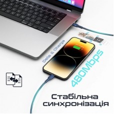 Дата кабель USB-C to Lightning 1.2m 27W PD FletchLink-CI blue Promate (fletchlink-ci.blue) - Фото
