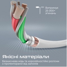 Дата кабель USB-C to Lightning 1.2m 20W PD MFi POWERLINE-CI120 black Promate (powerline-ci120.white) - Фото