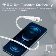 Дата кабель USB-C to Lightning 1.2m 20W PD MFi POWERLINE-CI120 black Promate (powerline-ci120.white) - Фото