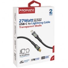 Дата кабель USB-C to Lightning 1.2m 27W PD TransLine-CI black Promate (transline-ci.black) - Фото