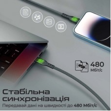 Дата кабель USB-C to Lightning 1.2m 27W PD TransLine-CI black Promate (transline-ci.black) - Фото