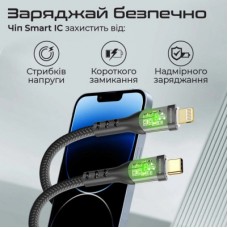 Дата кабель USB-C to Lightning 1.2m 27W PD TransLine-CI black Promate (transline-ci.black) - Фото