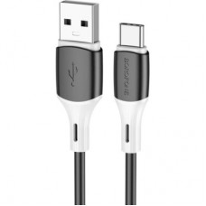 Дата кабель USB 2.0 AM to USB-C 1.0m 3 A silicone BX79 black BOROFONE (6974443384789) - Фото