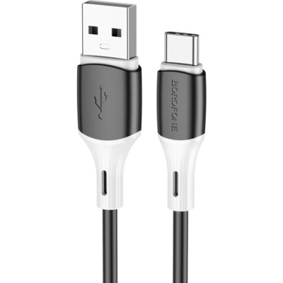 Дата кабель USB 2.0 AM to USB-C 1.0m 3 A silicone BX79 black BOROFONE (6974443384789)