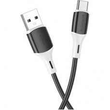 Дата кабель USB 2.0 AM to USB-C 1.0m 3 A silicone BX79 black BOROFONE (6974443384789) - Фото